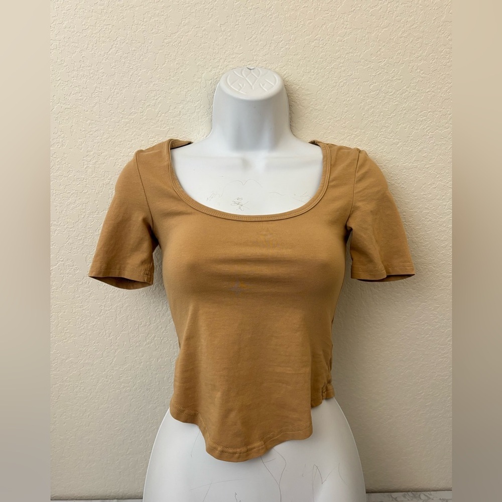 Dazy Brown Cropped Shirt Size Small Women’s Short Sleeve Pullover Top